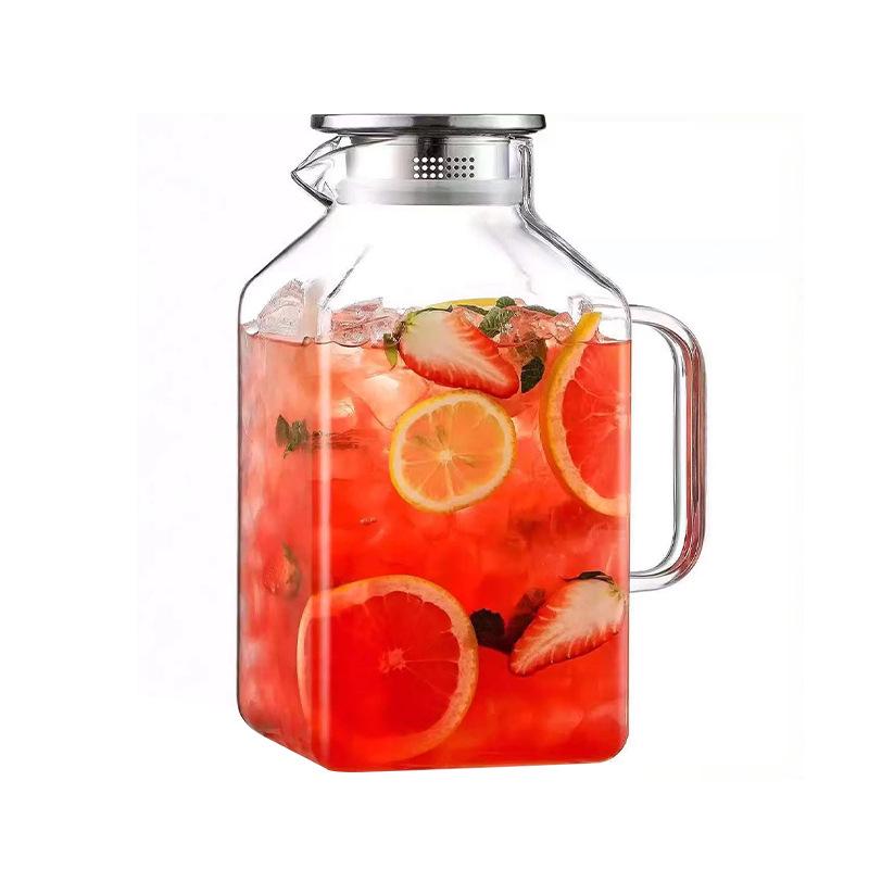 Large Capacity Square Glass Water Kettle for Home Use - Perfect for Summer Refrigeration