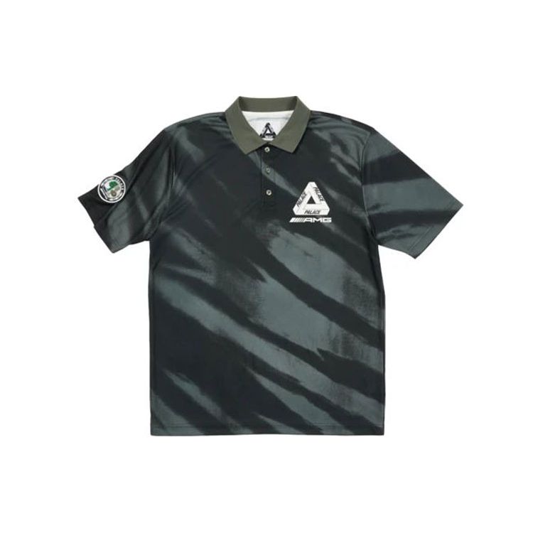 

Palace SS21 Рубашка-поло с короткими рукавами и треугольным логотипом AMG с совместным брендом AMG Топы унисекс Темно-серый темно-зеленый P20AMGES001