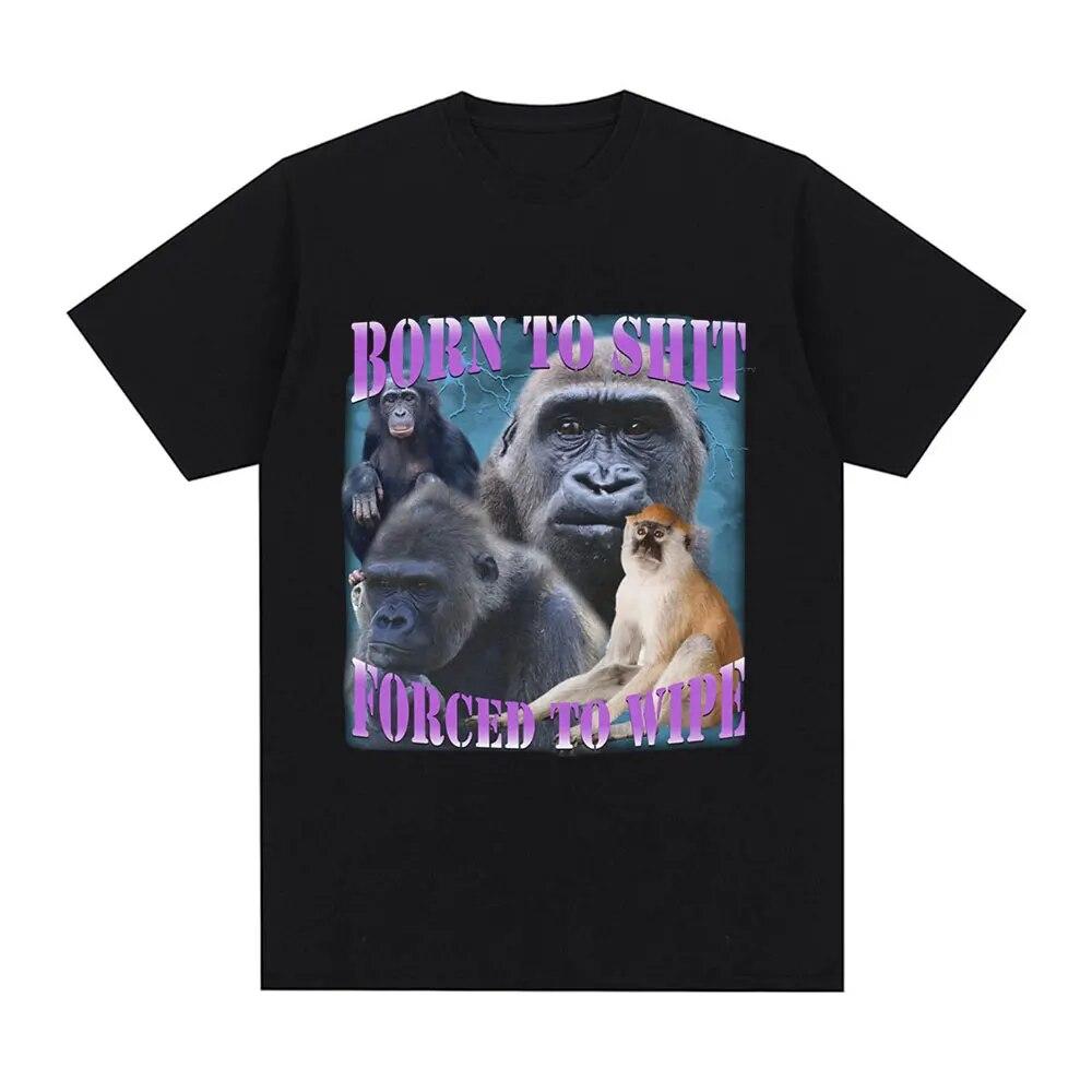 

Модная футболка с аниме Born To Shit Forced To Wipe, хлопковая футболка высокого качества с коротким рукавом, унисекс, женская повседневная футболка большого размера XL