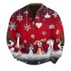Mens Christmas Sweater Zip Up Sweatshirts Vintage Knit Graphic Sweatshirt Xmas Stand Collar Pullover