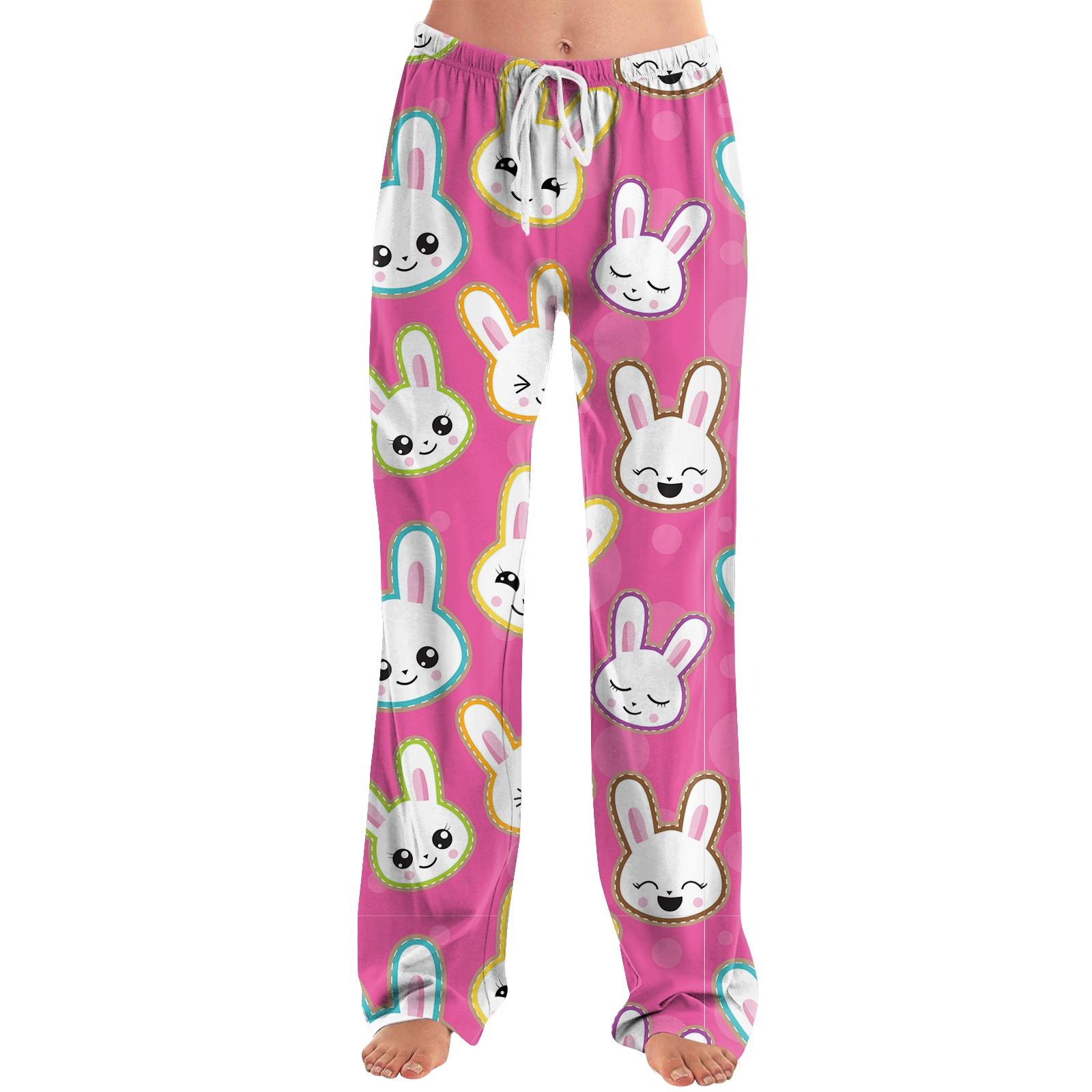 

Женские модные свободные повседневные брюки с пасхальным принтом S красный