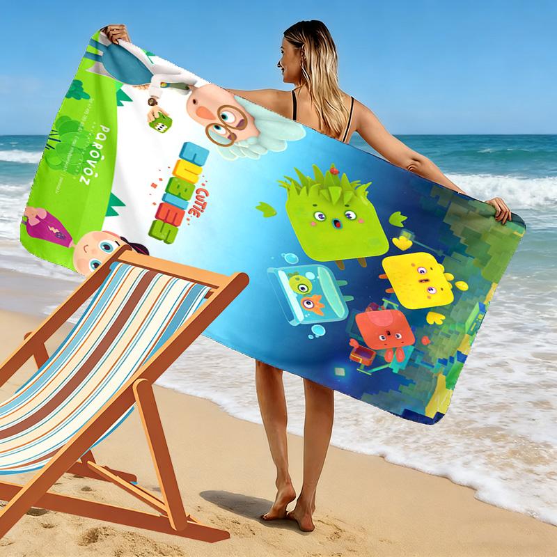 Cutie Cubies Print Beach Towel, Large Soft Quick Dry Towel for Beach Camping Swimming