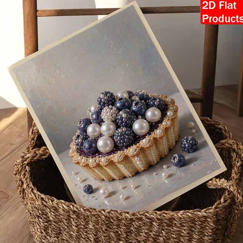 Pearl and Diamond Painting Art Kit DIY Gemstone Beading Craft Kit Berry Tart and Pearls Home Wall Decoration