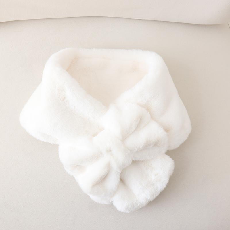 Japanische Süße und Niedliche Mädchen Pelzige Ohrenschützer kawaii einfarbig Vielseitiger Schal mit Schleife Winter Neu Warmes Zubehör Handschuhe