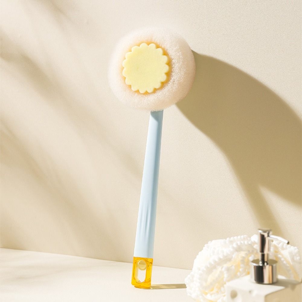 2 In 1 Body Scrubber Long Handle Bath Exfoliator Tool Shower Loofah Sponge Back Washing
