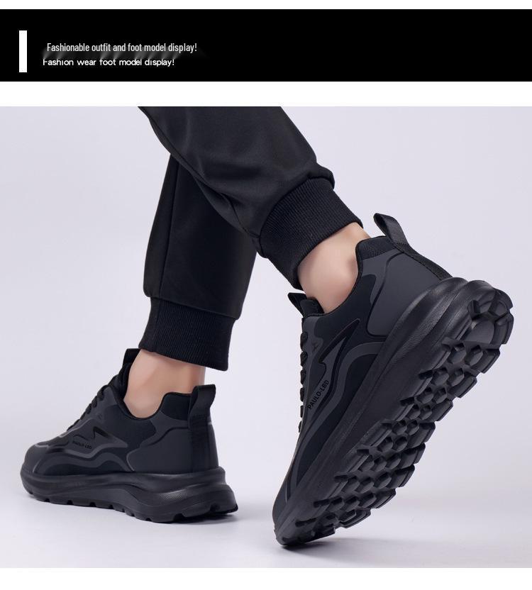 Men's 2026 Fashion Soft Sole Black Running Shoes - Trendy, Breathable & Comfortable for Autumn.