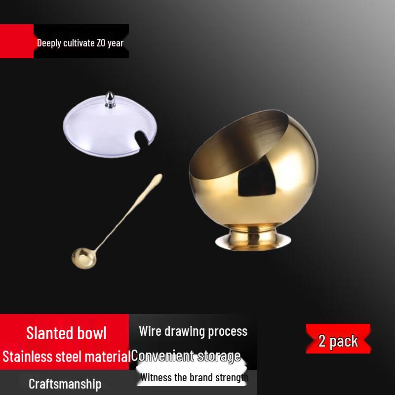 Golden Stainless Steel Slanted Condiment Bowl Set