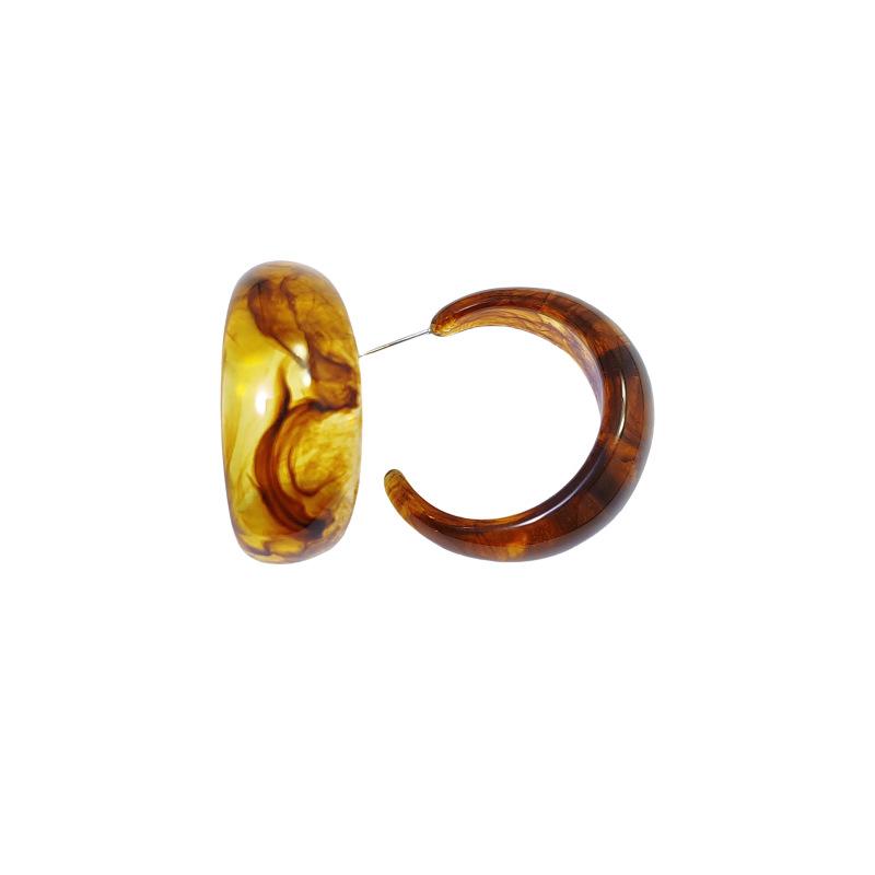 Amber C Shaped Circular Geometric Stud Earrings Retro Fashion Jewelry For Women