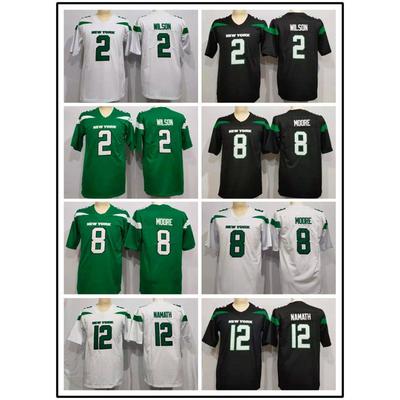 New York Jets NFL Football Jersey Mens Authentic Style Team Uniform Shirt With Player Numbers 2 8 12 14 26 33