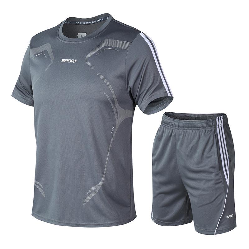 Men's Summer Fitness Quick-Dry Sports Set: Short Sleeve T-Shirt & Loose Running Shorts