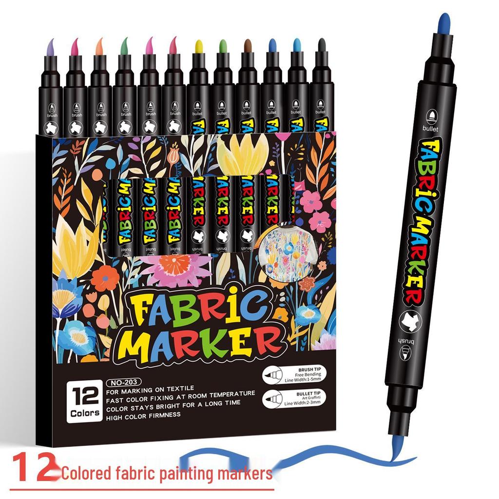 Washable Fabric Markers - Stain-Free, Colorful, Waterproof, Fade-Resistant, DIY Graffiti Pens