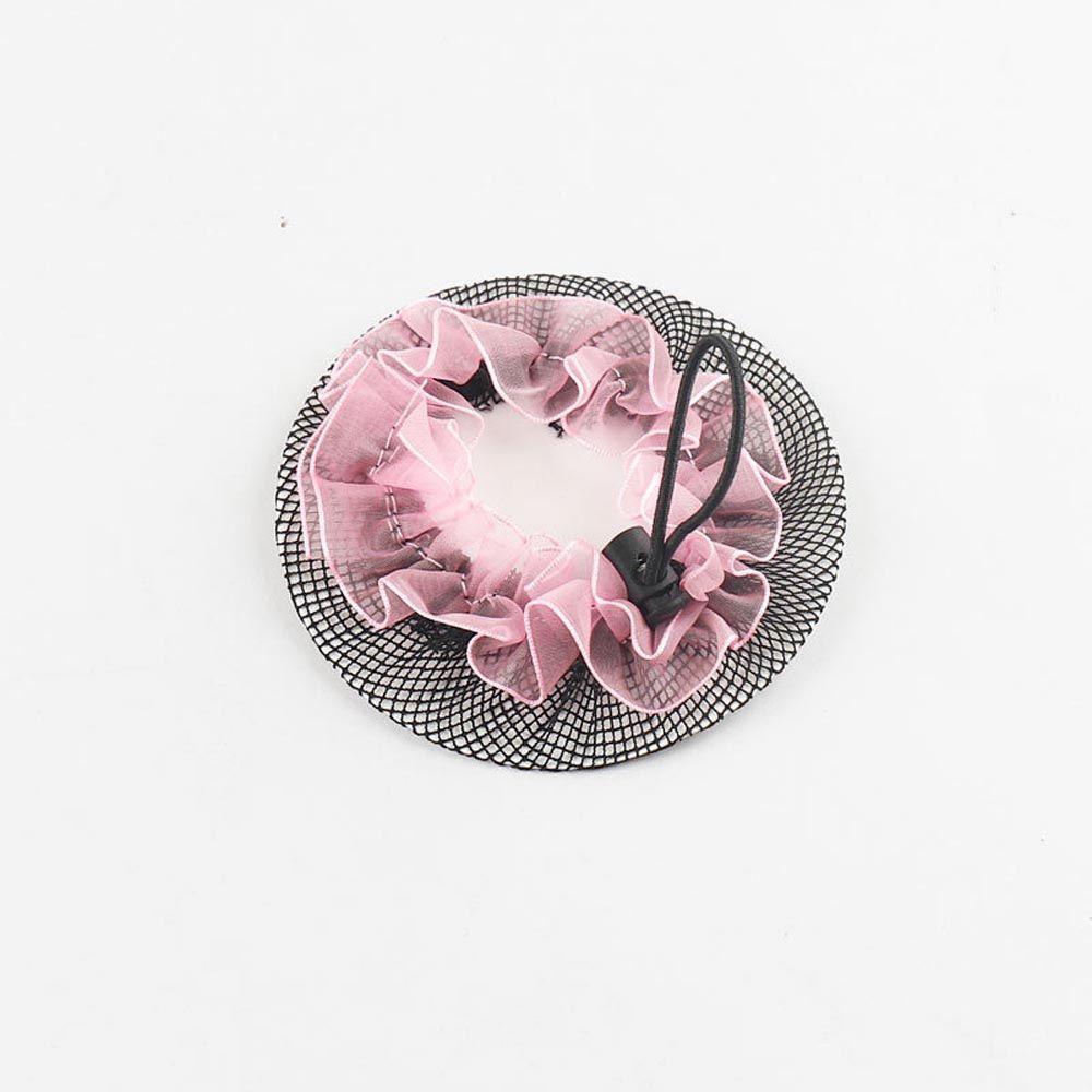 

Регулируемая кружевная ажурная сетка для волос для балетного пучка на шнурке для девочек, снуд, держатель для волос, держатель для хвостика розовый