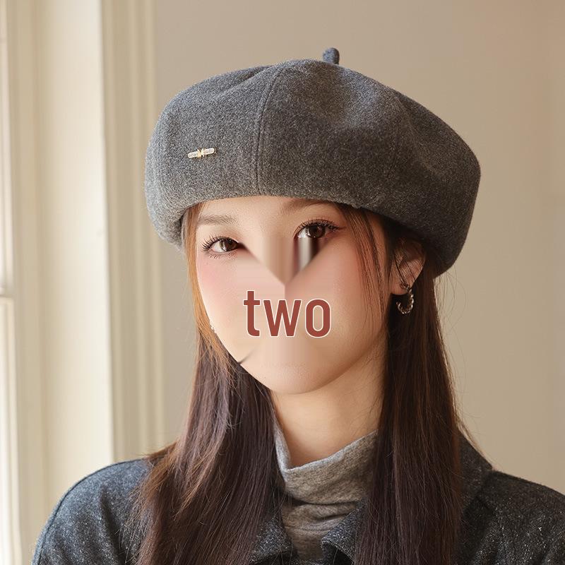 Damen Koreanische Mode Street Baskenmütze - Herbst/Winter Warme Schiebermütze für einen schlankeren Look