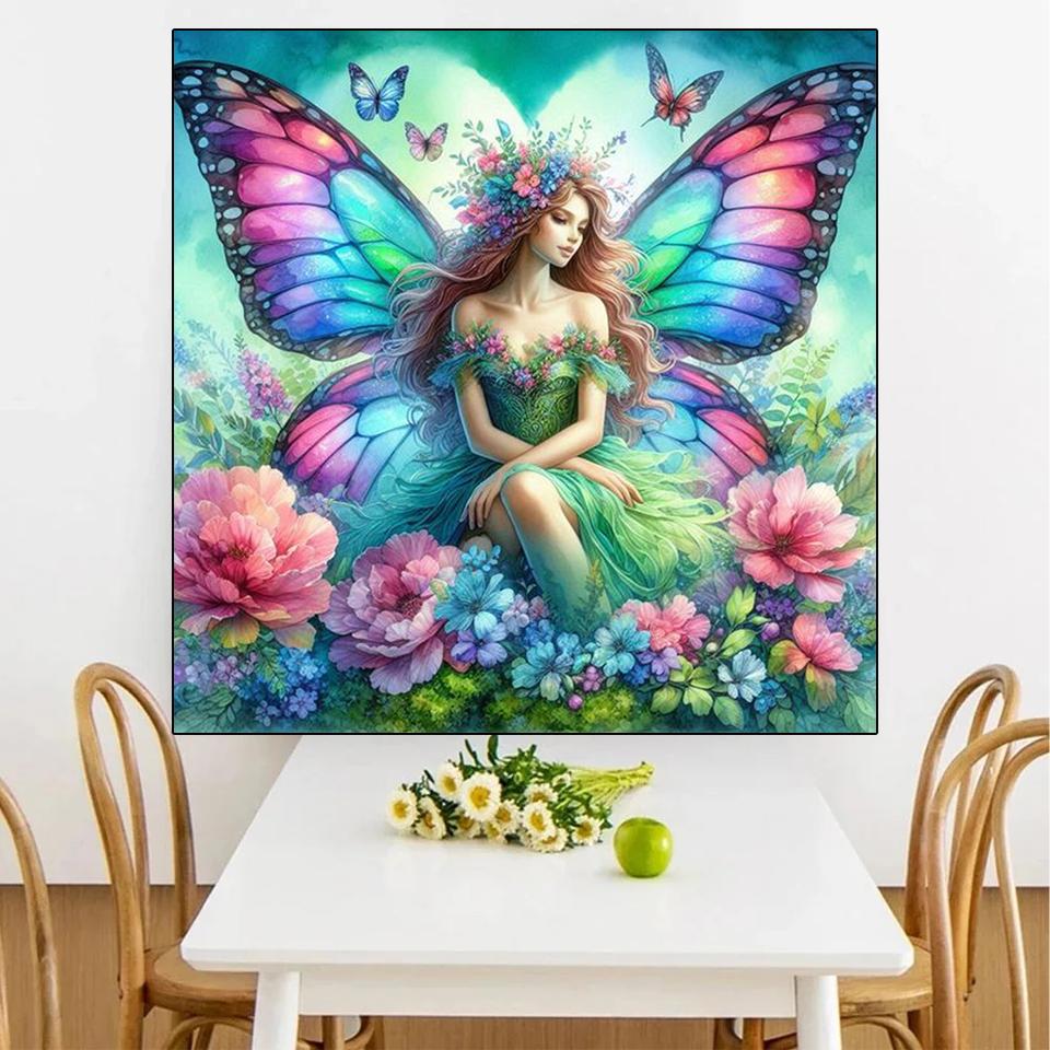 Cute Elf Girl Diamond Painting Set Flower Fairy Flower Cross Embroidery Handmade Mosaic DIY Art Designer Home Decor Gift