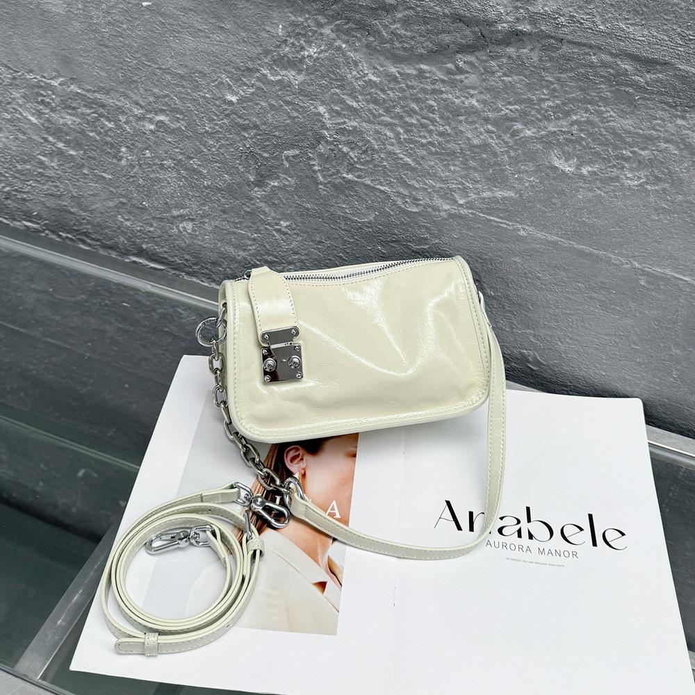 Fashionable and Retro Chain Small Square Bag Genuine Leather Women's Bag Crossbody Handbag