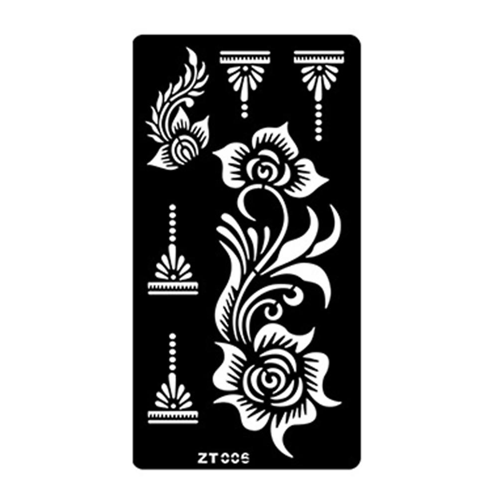 Personalized Flower Tattoo Stickers Ethnic Style Body Art India Temporary Tattoo Hollow Floral Black Tattoo Decals