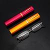 Unisex Reading Glasses With Pen Tube Case Portable Presbyopic Glasses Metal Case Spring Hinge Eyeglasses Vision Care +125+175