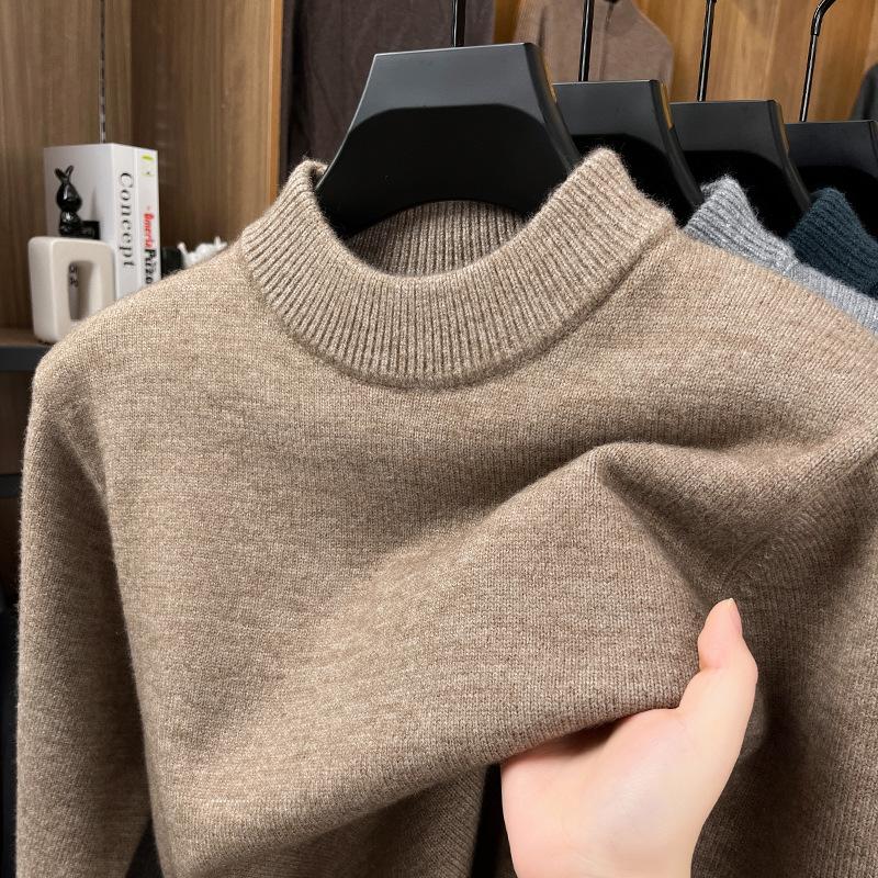 Knitted Sweater Men'S Autumn And Winter Semi-Turtleneck Solid Color Sweater Knitted Sweater Men'S Hair Generation Sweater Bottoming Shirt