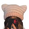 Fashion Beanie Hat for Women Girls Cat Ear Knit Hat Lovely Anime Skull Hat Y2K Moom Crochet Bonnet Hat Punk Headdress