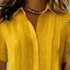 Women Tops Lapel Short Sleeve Buttons Placket Shirt Tops Pure Color Loose Fit Casual Style Shirt Home Dates Versatile Wear