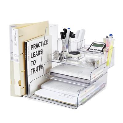 Desktop File Stackable Rater for Storing A4 and Other with Pen Holder for Small Items Such As Pens and Storage Box for Use On a Desktop Organizer,