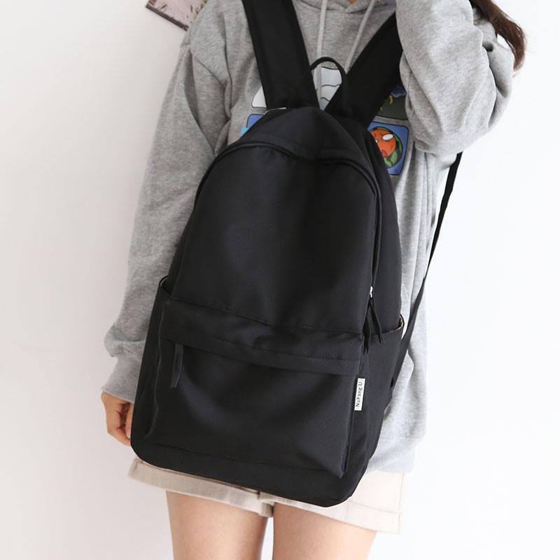 

JK Универсальный однотонный рюкзак большой вместимости Мужской рюкзак Женский корейский простой школьный рюкзак Женский рюкзак для студентки Женский рюкзак Black large