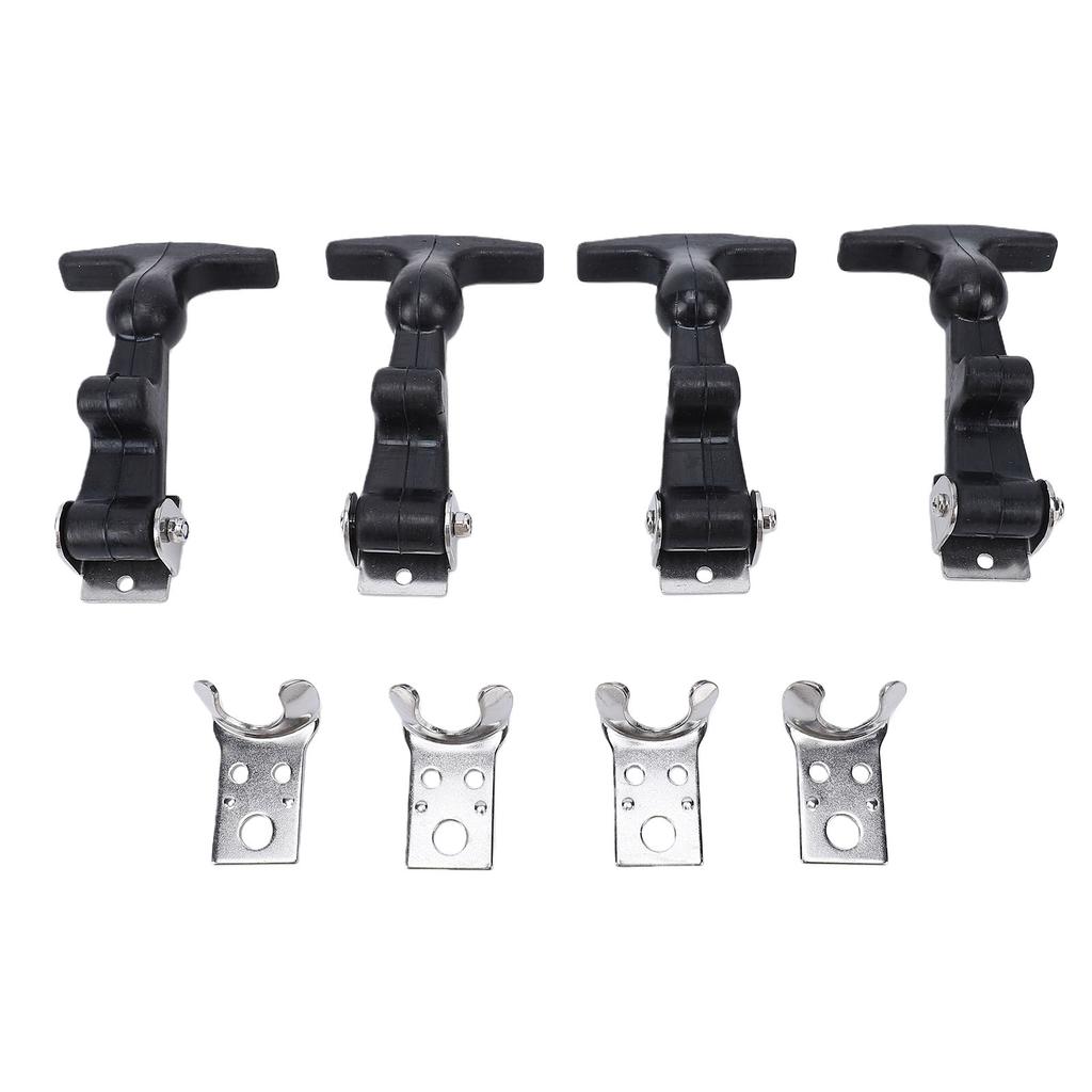 4Pcs Elastic Stainless Steel Rubber Hood Catch Flexible T Handle Hasp Rubber Flexible Draw Latches with Brackets for