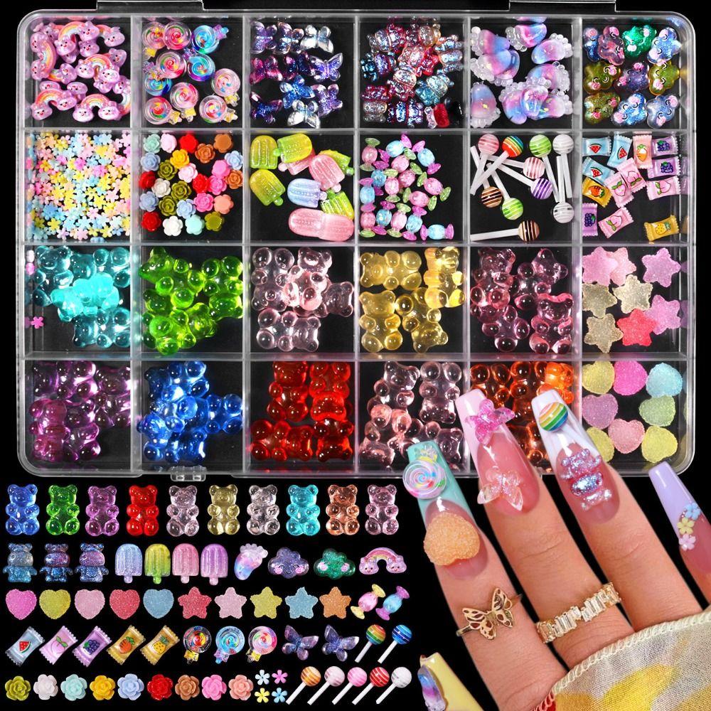 Lollipop Bead Butterfly 3D Resin Nail Charms Mix Colors Nail Accessories  DIY Manicure