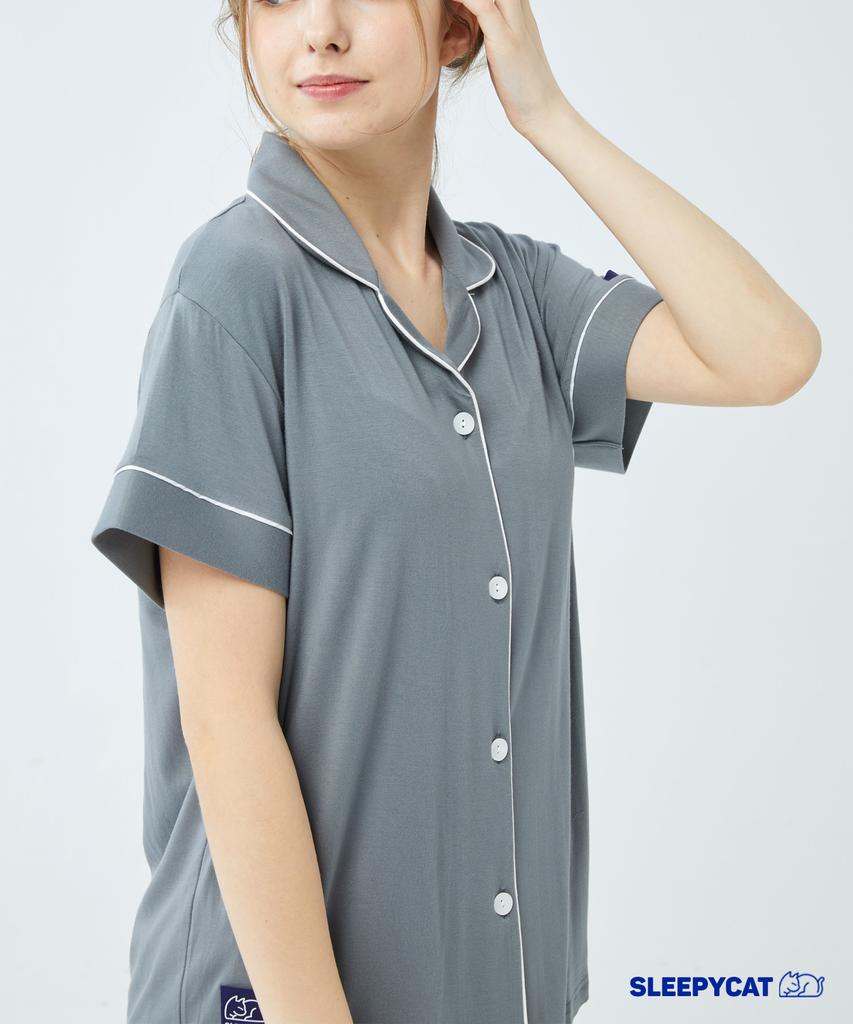 Seullipikaes Solid Spandex Short Sleeve Pajamas [Women]_3C
