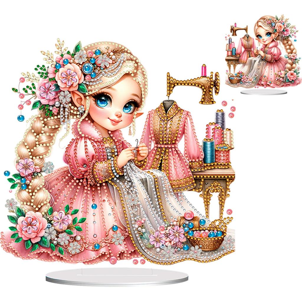 2D Flachdruck Mädchen DIY Doppelseitig Bedruckt Einseitig Bohrer Diamantmalerei Schreibtischdekorationen für Zuhause Büro Schreibtischdekor