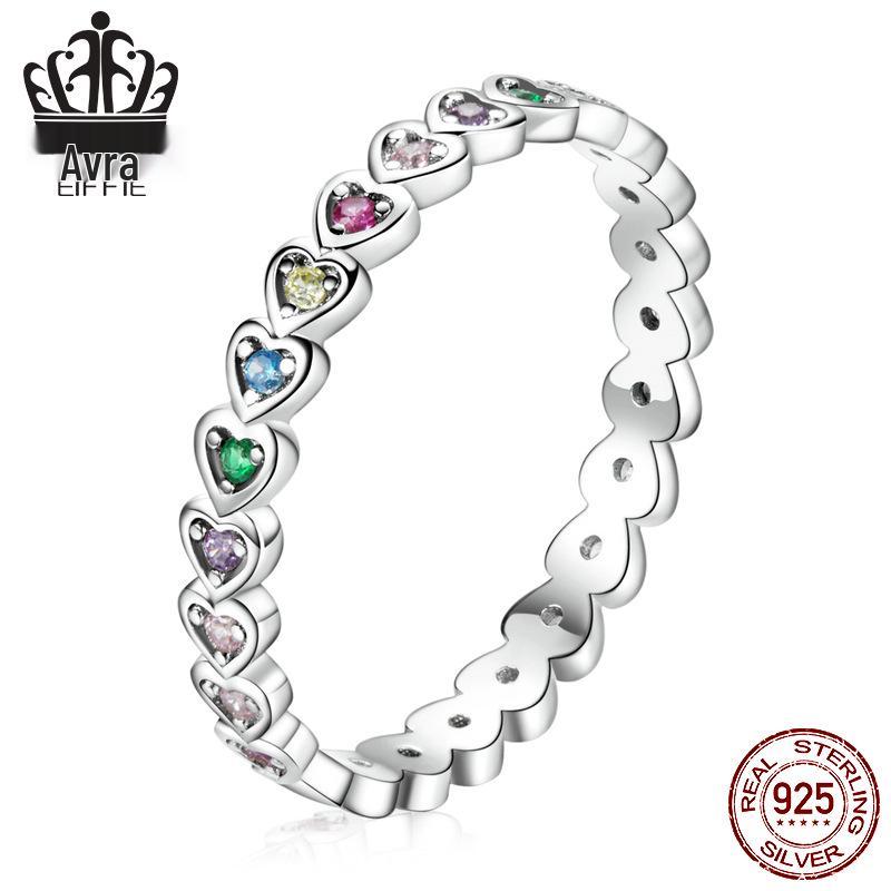 

Кольцо из стерлингового серебра 925 пробы с радужным сердцем из циркона Size 8