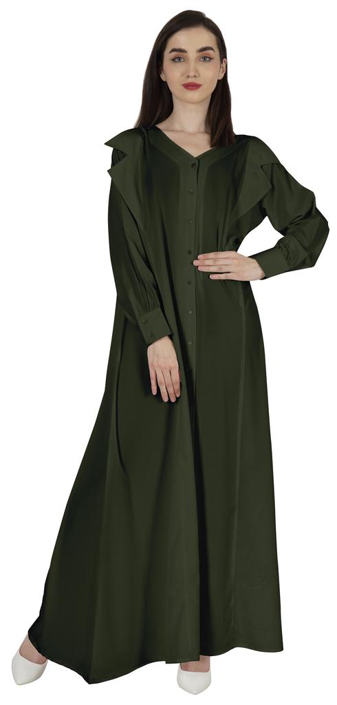 Bimba Abaya Islamic Prayer Dress With Hijab For Women's  Front Button Placket  Muslim