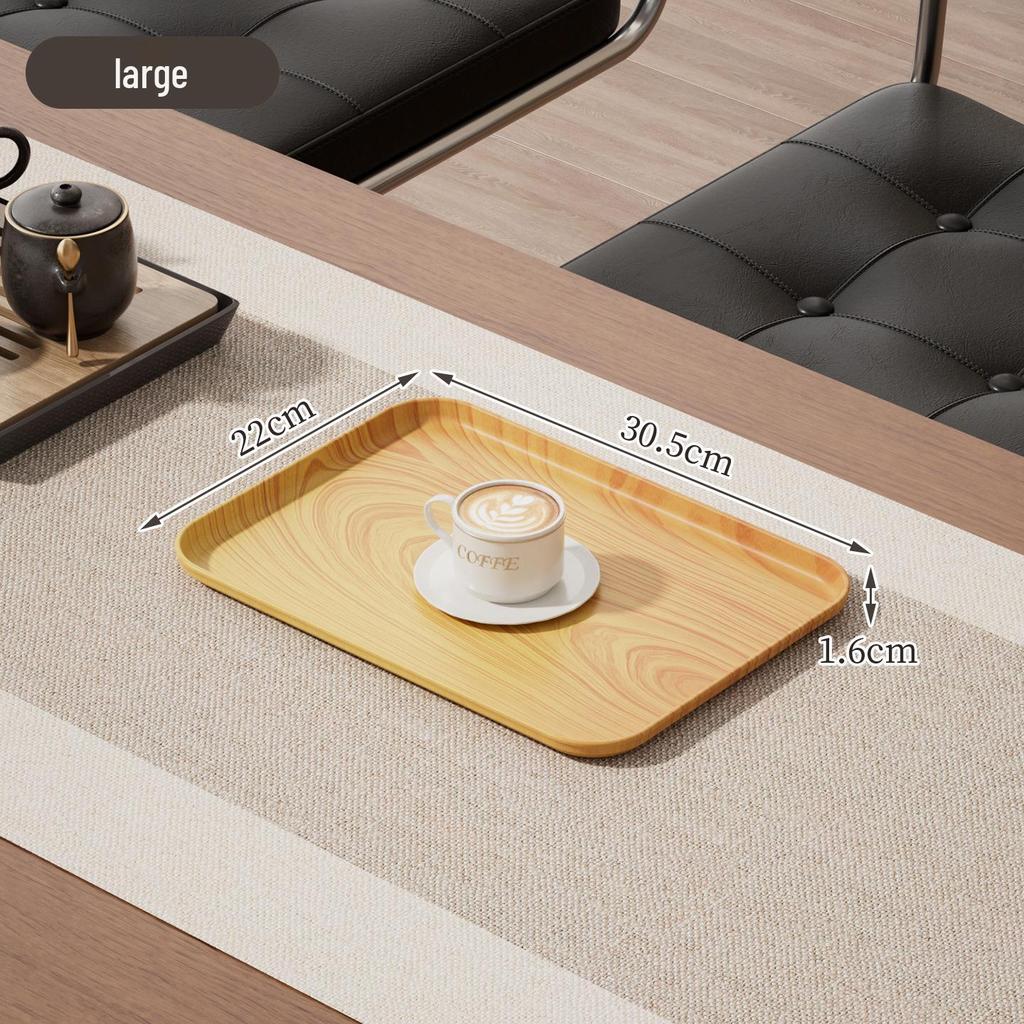 Imitation Wood Grain Rectangular Tea Tray for Water Cups and Dessert Plates