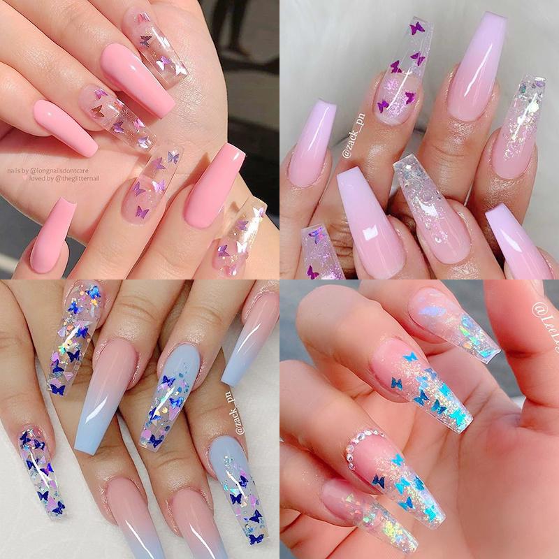 Buy 1 Bag Nail Art Colorful Flakes Butterfly Nail Sequins UV Gel Nail ...