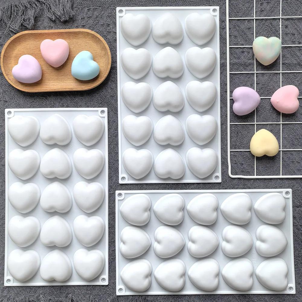 15 Holes Heart Chocolate Silicone Moulds Love Shape Jelly Fondant Making Tool Valentine’s Day Gifts Wedding Scented Candle Decor