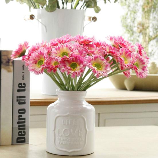 2 Stück künstliche Pflanzen, pflegeleicht, dekorativ, feine Textur, attraktive Einzelzweig-Blumenarrangements, Hochzeitsdekoration