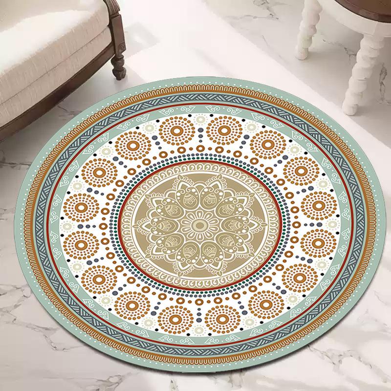 

VIKAMA Кристальный бархат Ковры и ковры для спальни Круглые для украшения дома Гостиная Скандинавский этнический стиль Коврики для пола Бохо Ретро 60X60CM (2X2FT
