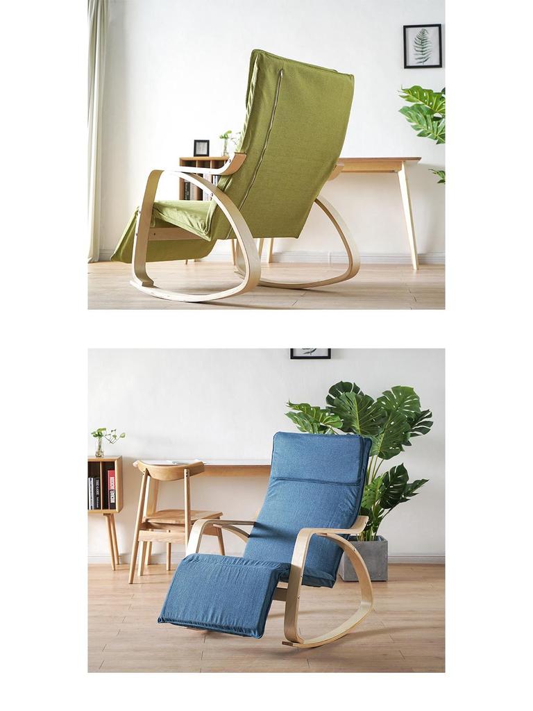Nordic Korean Style Rocking Recliner: Folding Leisure Nap & Reading Chair Combo.