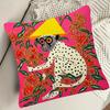 2D flat- Vibrant Polka Dot Monkey Throw Pillow Cover Bohemian Floral Jungle Decorative Cushion Case for Sofa Bedroom Living Room