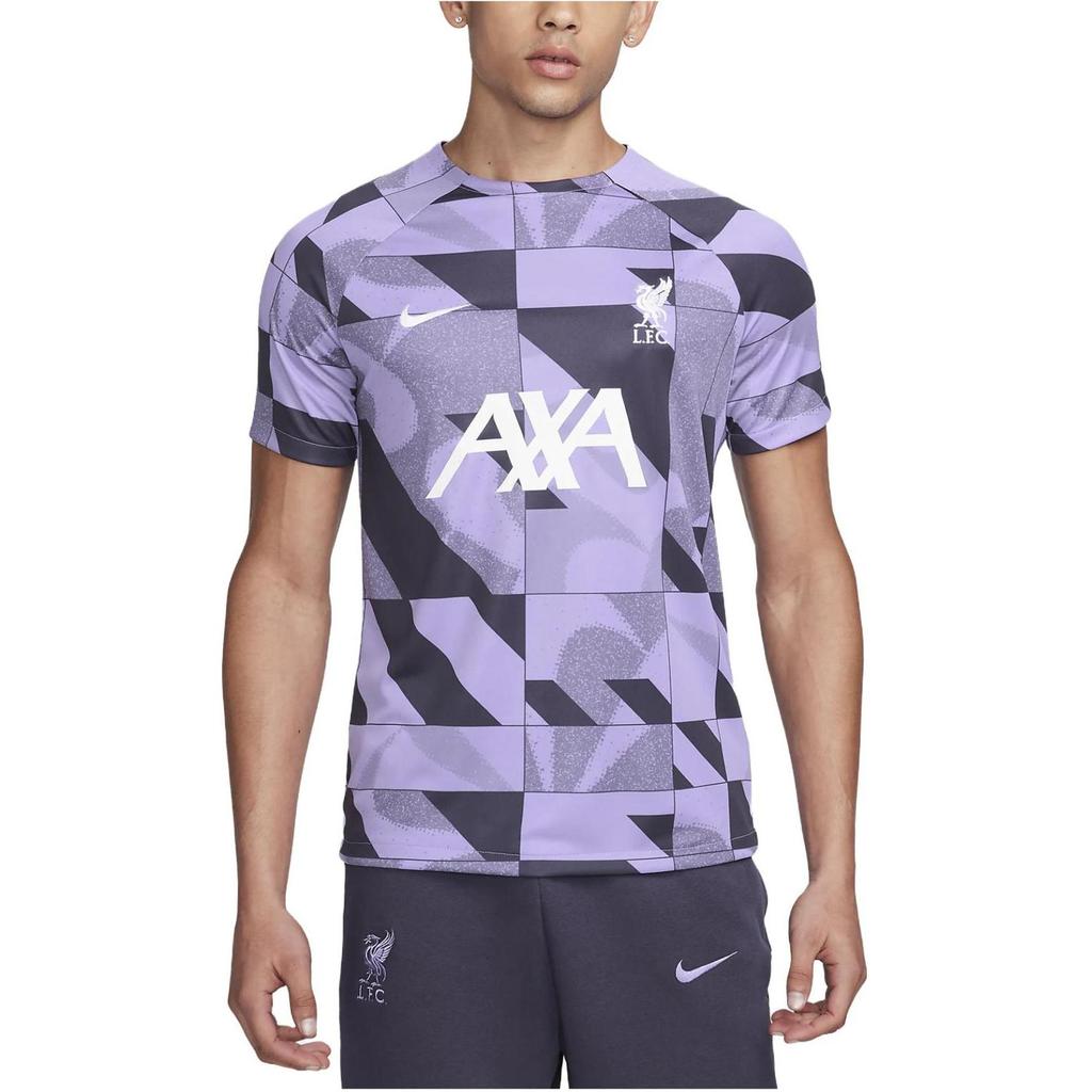 Nike Liverpool FC Academy Pro Third Logo Embroidered Round Neck Short Sleeve T-Shirt Men T-Shirts Purple DZ1341-554