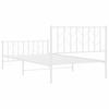 Metal Bed Frame with Headboard and Footboard White 107 X 203 Cm