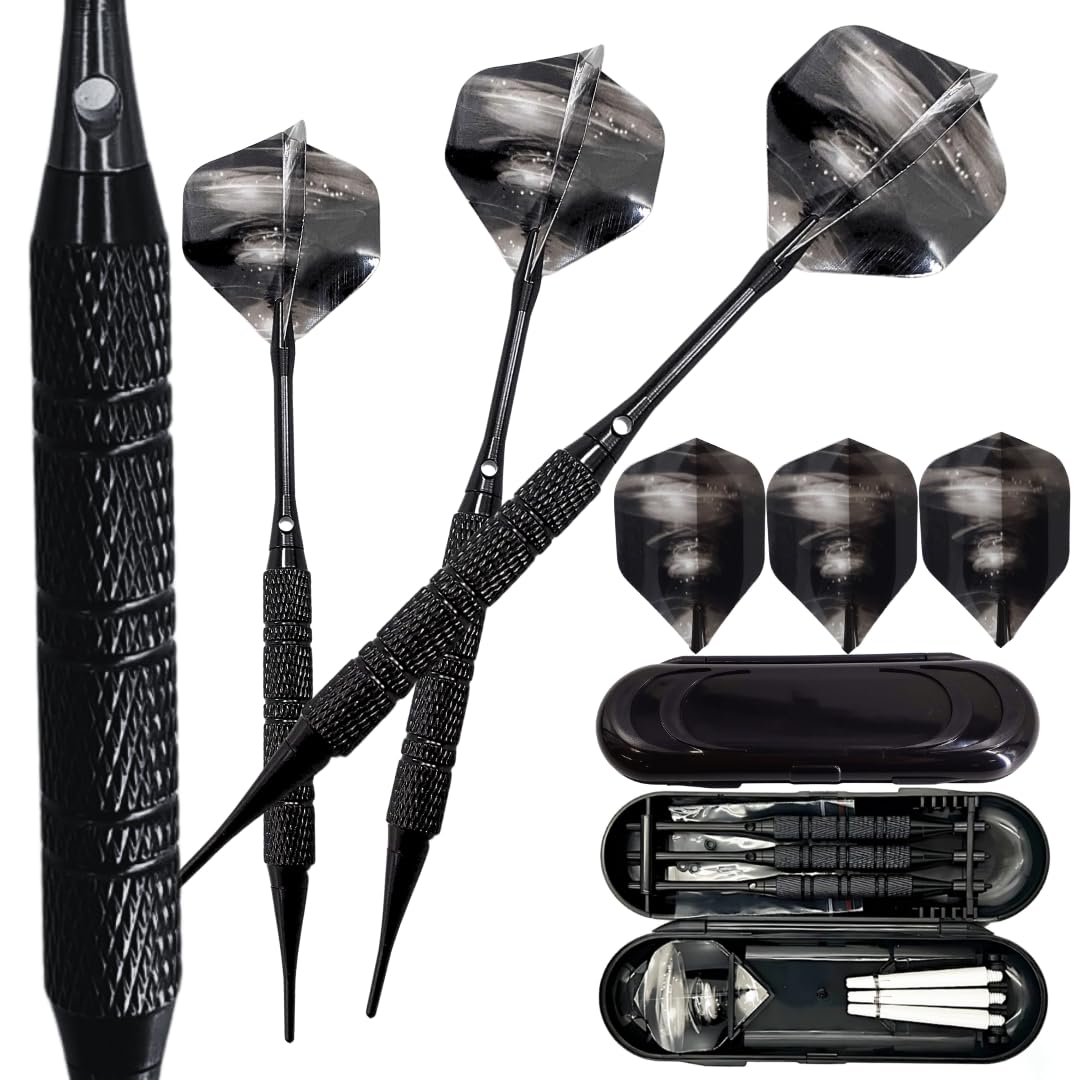 

mydarts dart set aluminum shaft beginner intermediate entry dartslive phoenix compatible dart black barrel flight tip 2ba soft dart case included чорний