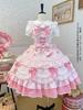 Lolita JSK Jumper Skirt Dress Tiered Ribbon Frill Dress Palace Style Forest Girl Sleeveless Girl Child Classic Lolita Fairy Tale Alice Princess Young