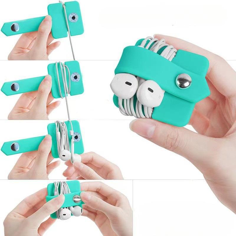 Silicone Cable Winder With Snap Closure, Desk Data Cord Organizer And Storage, Promotional Gift Wire Management Tool