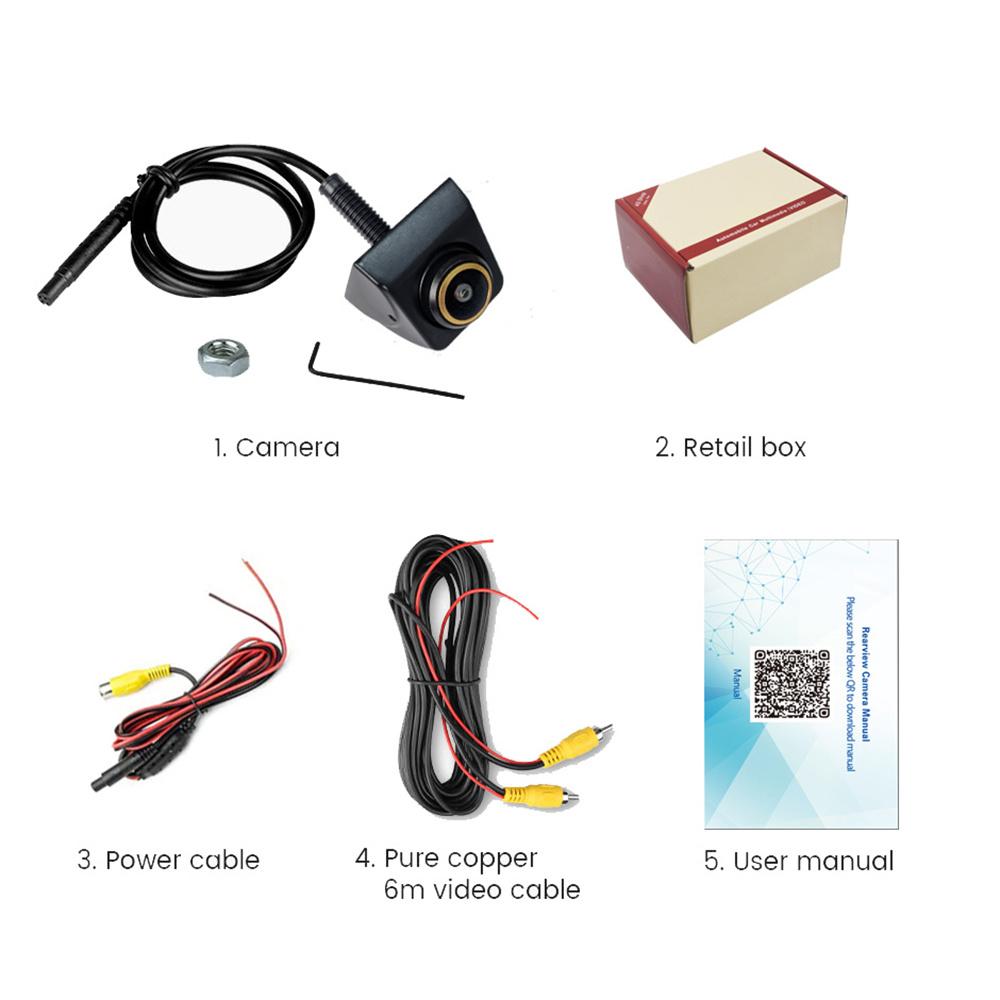 AHD 1080P Fisheye Lens Car Backup Camera Parking Rear View Screw-on Mirror Image