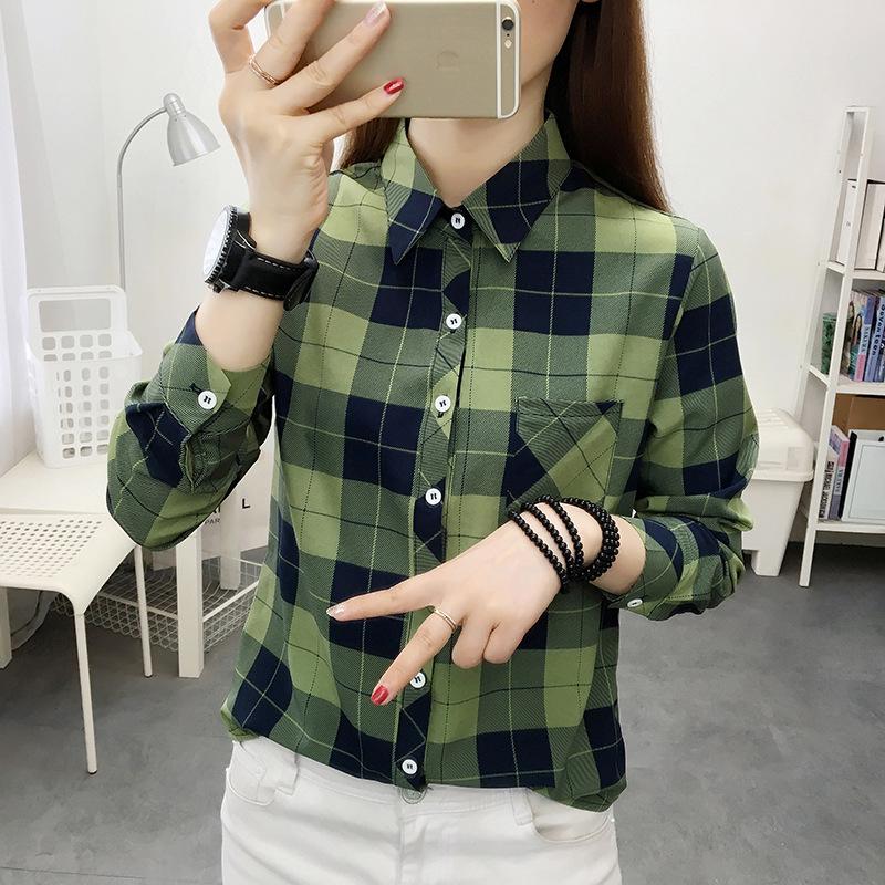 Women's Long Sleeve Plaid Cardigan - Korean & Hong Kong Style Top