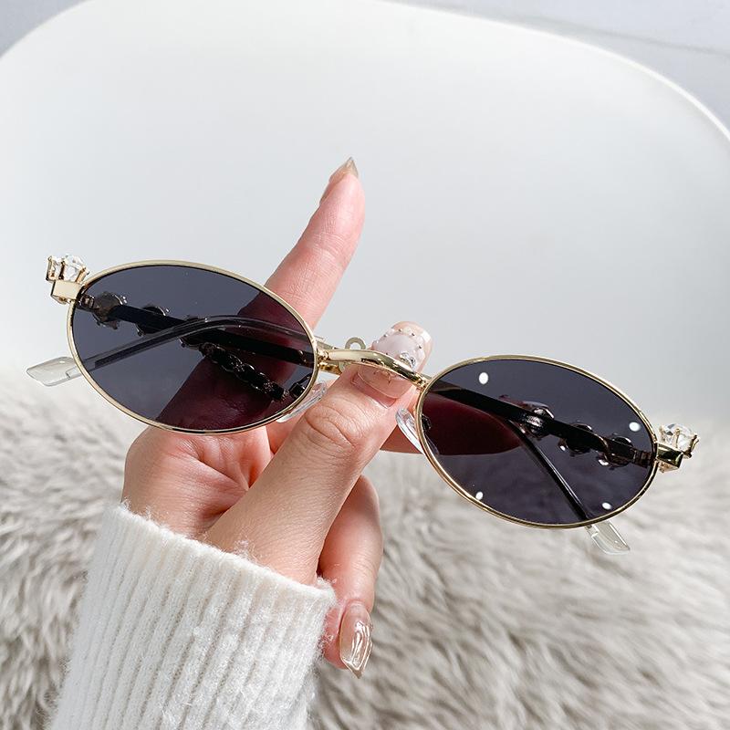 Medieval Wind Heavy Industry Diamond-Encrusted Metal Wind Sunscreen Sunglasses Anti-Blue Flat Glasses