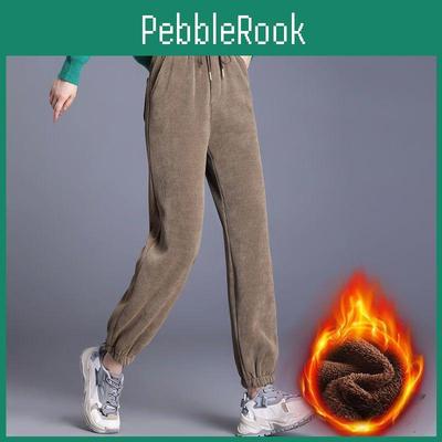 Winter And Autumn Plaid Womens Thickened Thermal Pants Lined With Fleece Plus Size Plaid Pants