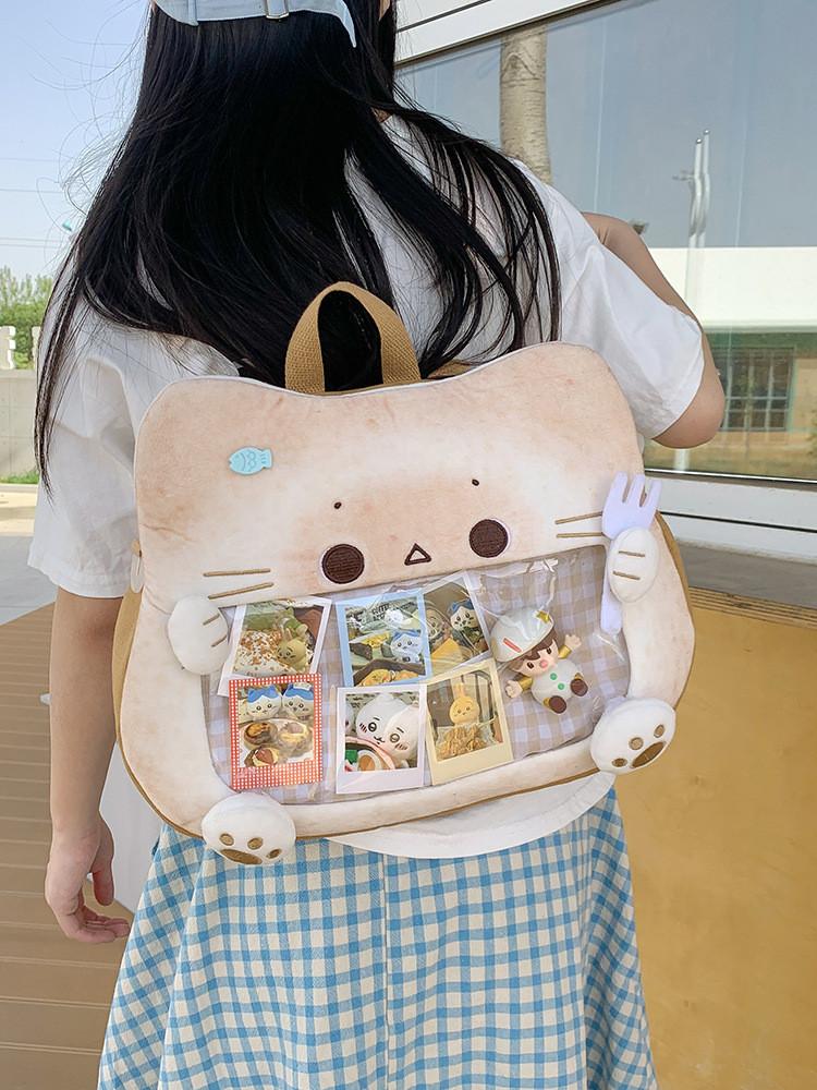 Cat Plush Water Bucket Bag With Soft Material For Casual Daily Use