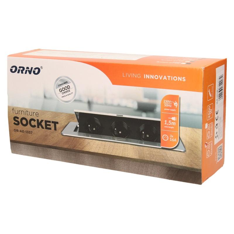 Sockets Mounted Into The Tabletop 3X2P+Z Flat Milled Edge Silver - On-Ae-1336/G